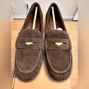 Madewell The Grayson Penny Loafer in Suede (Dark Carob)